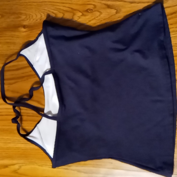 Tommy Hilfiger Women's Sport Shirt Navy Blue w WhiteTrim n Spaghetti Straps SZ M - Picture 5 of 11